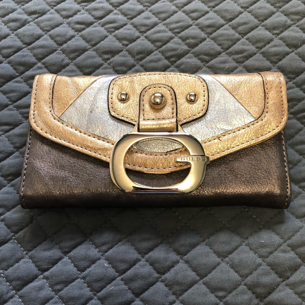 Guess Wallet, Brown, Gold & Silver - New